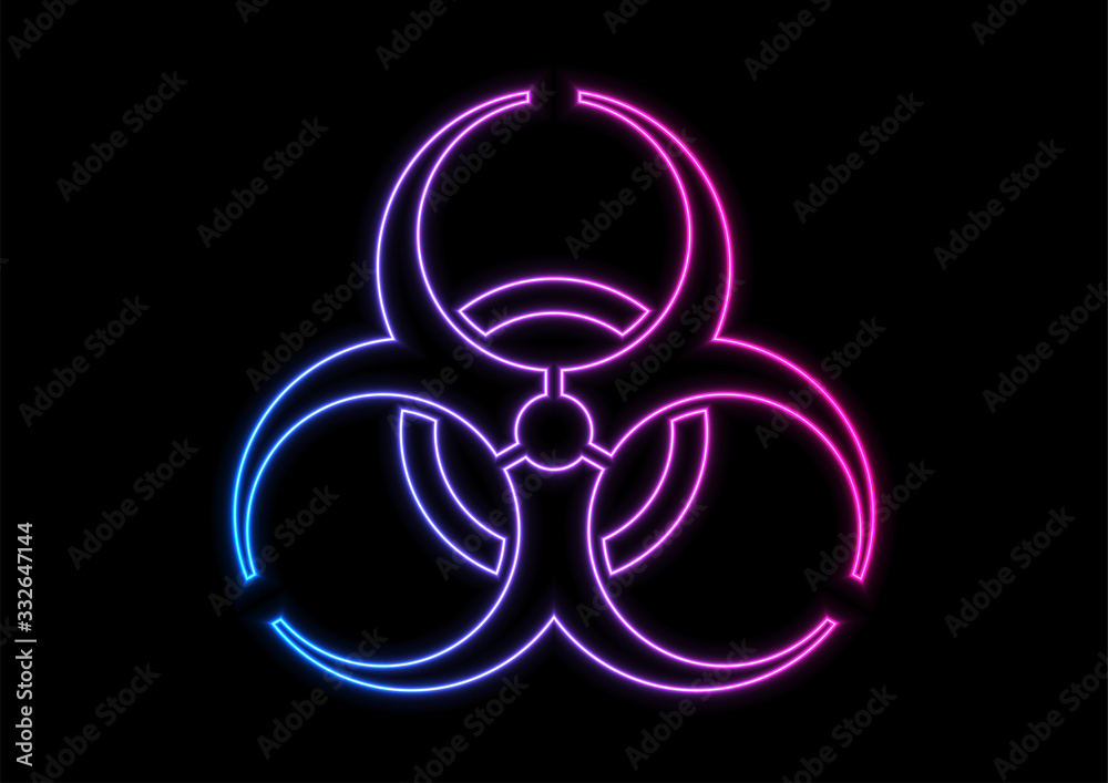 Blue purple neon luminous biohazard symbol abstract background Blue purple neon luminous biohazard symbol abstract background