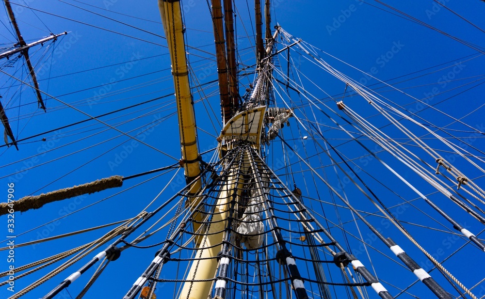 Fototapeta premium Sailing ropes of ship