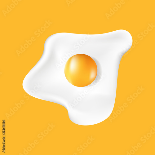 Fried Egg vector illustration. good morning concept. breakfast fried hen or chicken egg with a orange yolk in the center of the fried egg.