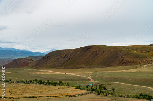 Background image of a mountain landscape. Russia, Siberia, Altai