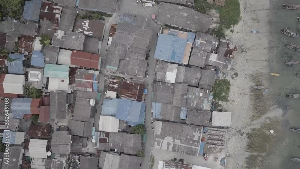 custom made wallpaper toronto digitalThai Fishing Village, Top down aerial shot