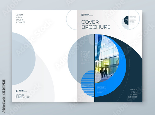 Cover with minimal blue geometric design. Modern abstract background for Brochure, Placard, Report, Poster, Flyer, Banner etc. Eps10 vector template.