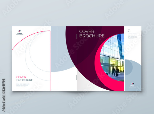 Square Cover with minimal magenta geometric design. Modern abstract background for Square Brochure, Placard, Report, Poster, Flyer, Banner etc. Eps10 vector template. photo