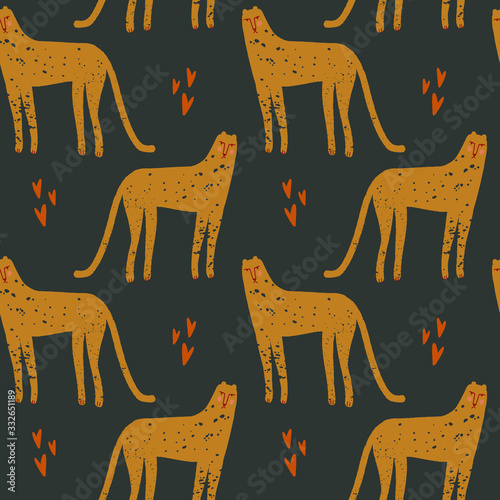 Canvas Print Funky leopard seamless pattern in vector