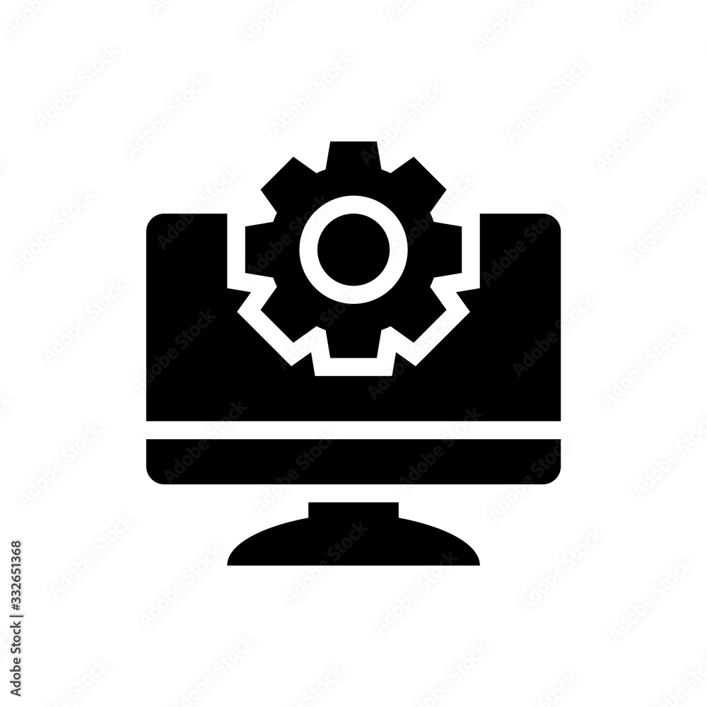 Monitor Settings Vector Icon Glyph Illustration Monitor Settings Vector Icon Glyph Illustration