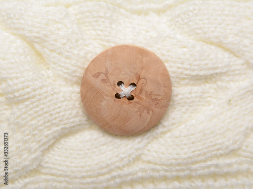 wool wooden button