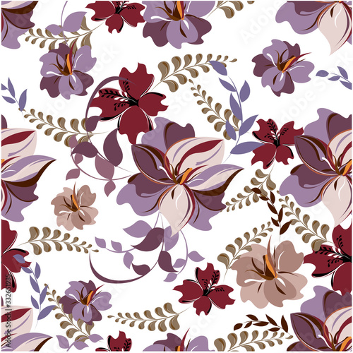 Vector spring abstract background flowers seamless pattern