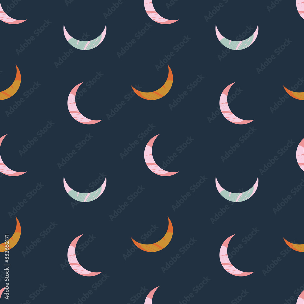 Vector modern abstract Moon crescent set. Ornamental cosmic design. Space seamless pattern. Vector modern abstract Moon crescent set. Ornamental cosmic design. Space seamless pattern.