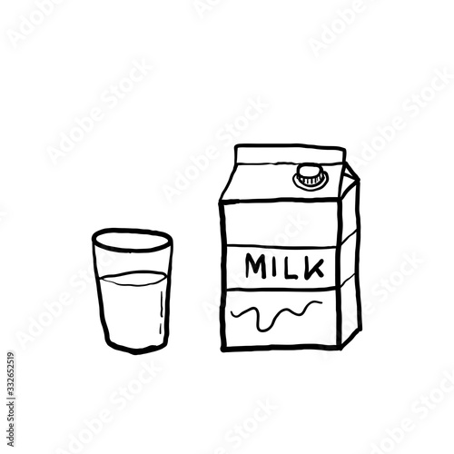 hand drawn doodle milk illustration vector isolated background