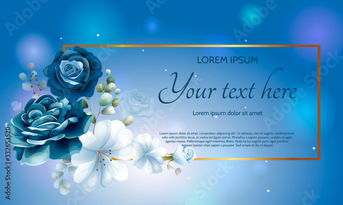 Beautiful navy blue floral paper template