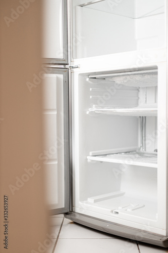 empty white fridge with foreground