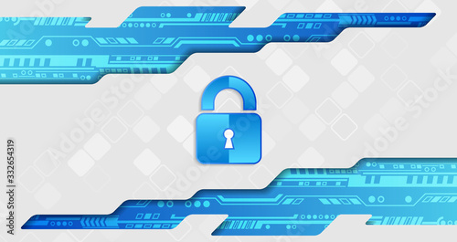 Data protection privacy concept. Padlock icon and internet technology networking connection. Cyber security internet and networking concept. Abstract futuristic background