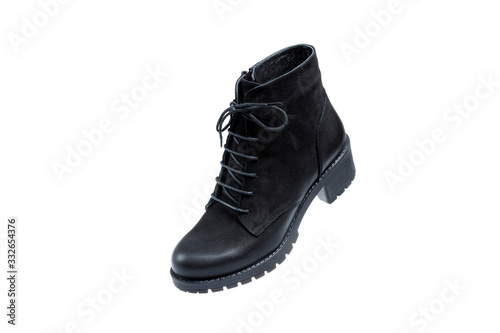 Single ladies black boot, isolated on a white background
