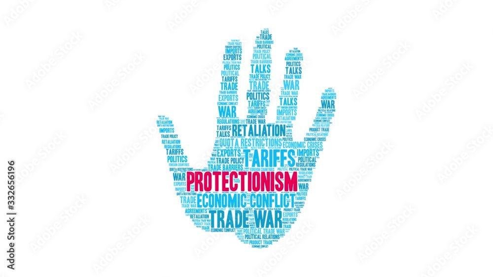 Protectionism animated word cloud on a white background. Protectionism animated word cloud on a white background.