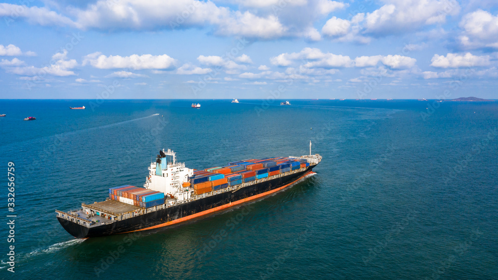 Container cargo ship  global business commercial trade logistic and transportation oversea worldwide by container cargo vessel, Container cargo freight shipping import export company.