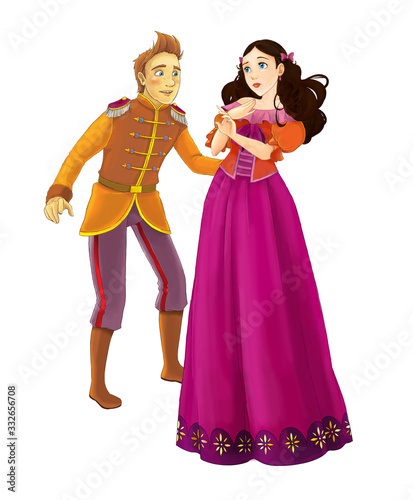 Cartoon cheerful married couple together romantic scene - illustration