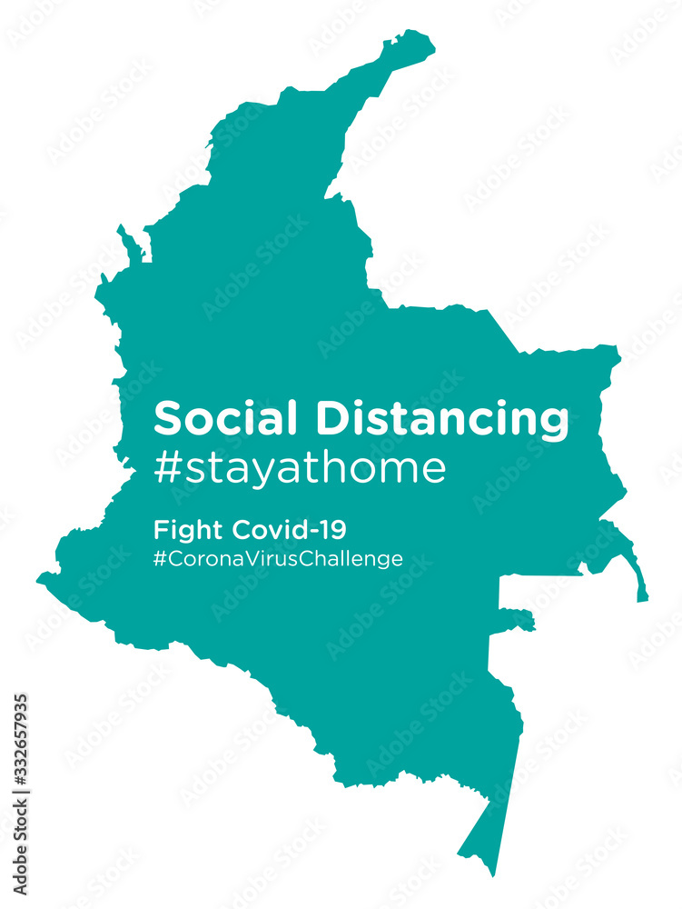 Colombia map with Social Distancing #stayathome tag