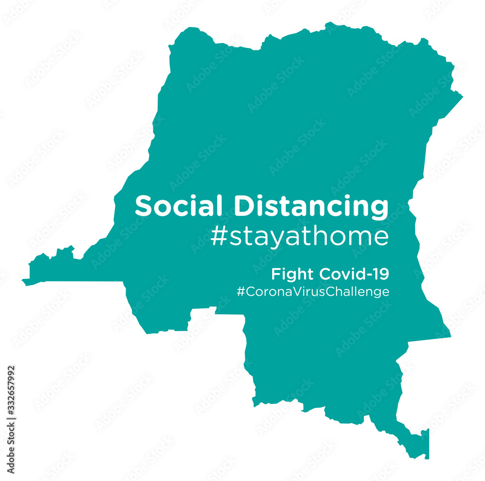 Congo Democratic Republic map with Social Distancing #stayathome tag