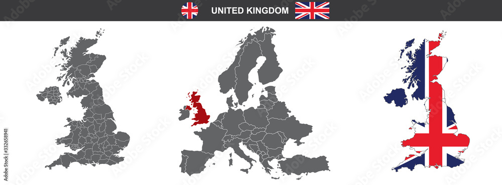 vector map set of United Kingdom isolated on white background Kategorie Grafische Elemente