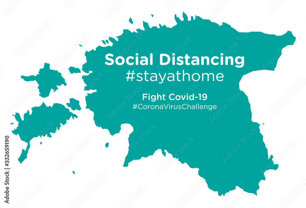 Estonia map with Social Distancing #stayathome tag