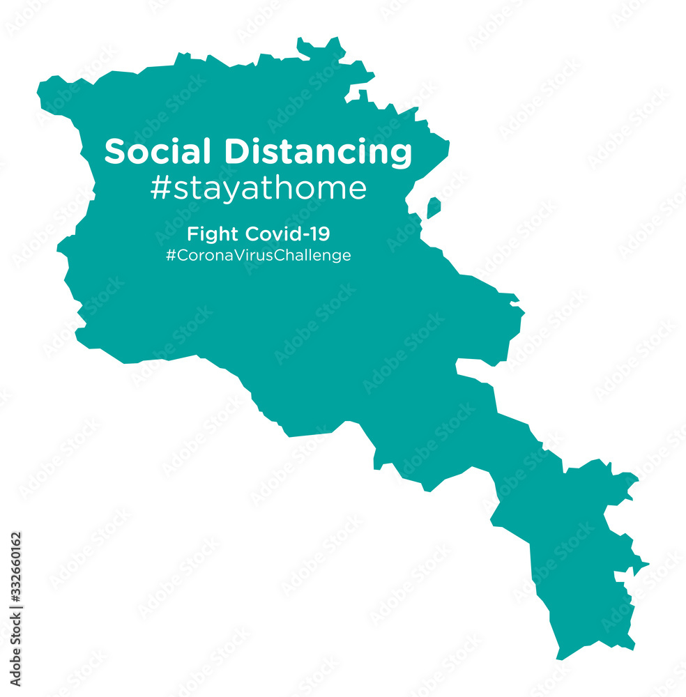 Armenia map with Social Distancing #stayathome tag.eps