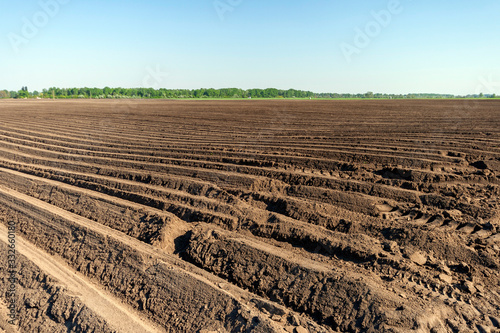 Freshly plowed soil in the Great Hungarian Plain