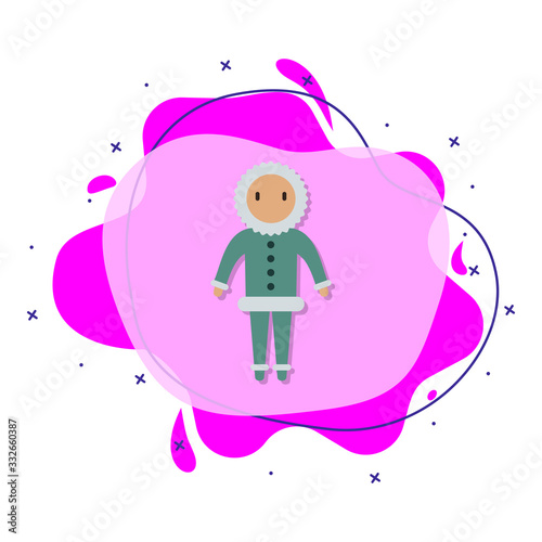 Eskimo, man cartoon liquid bacdge icon. Simple color vector of people around the world icons for ui and ux, website or mobile application