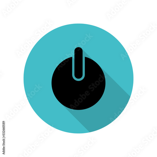 Power button long shadow icon. Simple glyph, flat vector of web icons for ui and ux, website or mobile application