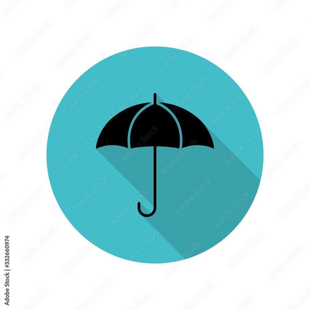Umbrella long shadow icon. Simple glyph, flat vector of web icons for ui and ux, website or mobile application