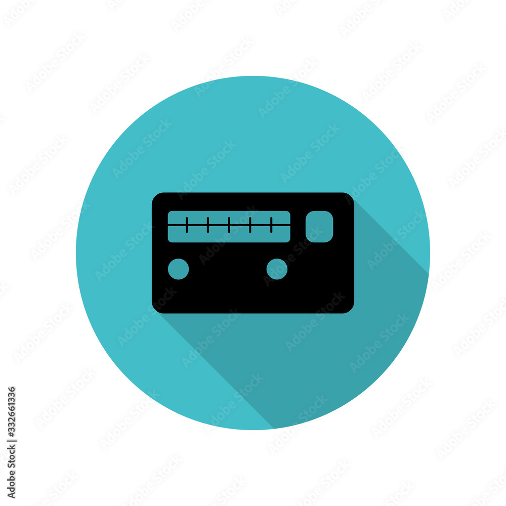 Radio receiver long shadow icon. Simple glyph, flat vector of web icons for ui and ux, website or mobile application Radio receiver long shadow icon. Simple glyph, flat vector of web icons for ui and ux, website or mobile application