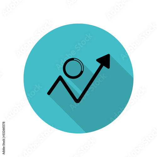 Arrow of growth and indicative pie long shadow icon. Simple glyph, flat vector of web icons for ui and ux, website or mobile application