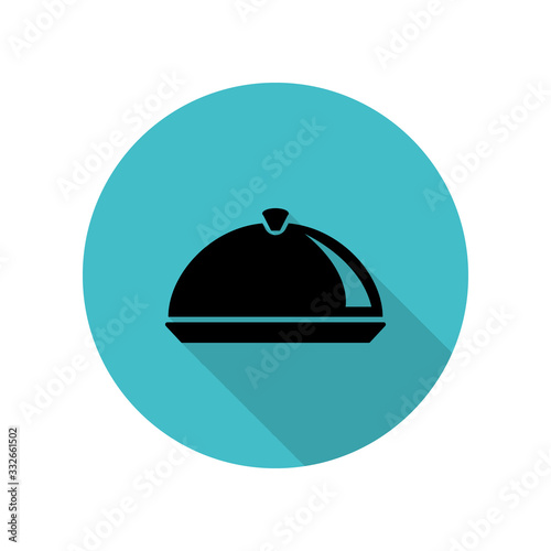 Restaurant tray long shadow icon. Simple glyph, flat vector of web icons for ui and ux, website or mobile application