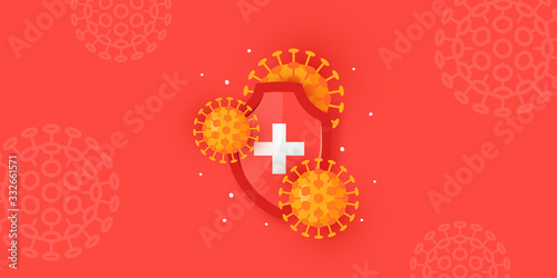 Immune system banner in cartoon style, vector