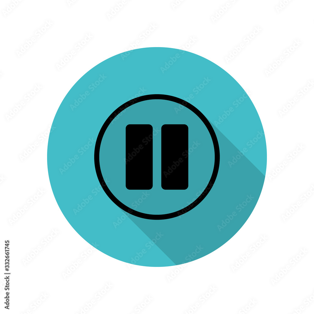 Pause sign long shadow icon. Simple glyph, flat vector of web icons for ui and ux, website or mobile application Pause sign long shadow icon. Simple glyph, flat vector of web icons for ui and ux, website or mobile application