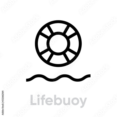 Lifebuoy help icon. Editable line vector.