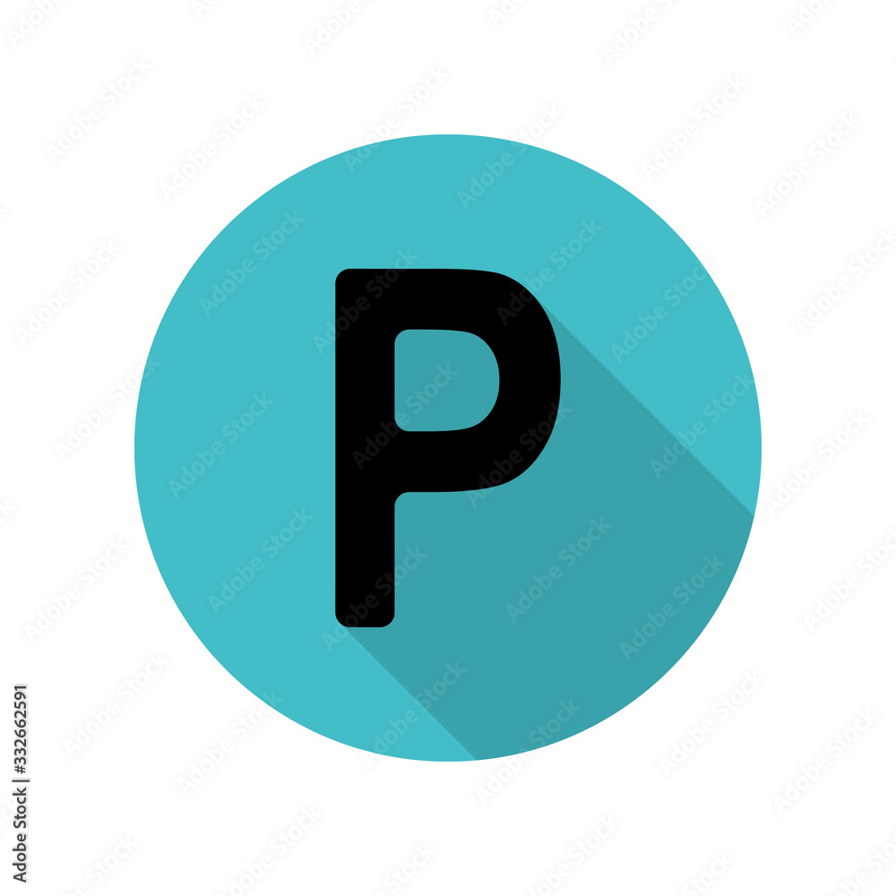 Parking sign long shadow icon. Simple glyph, flat vector of web icons for ui and ux, website or mobile application Parking sign long shadow icon. Simple glyph, flat vector of web icons for ui and ux, website or mobile application