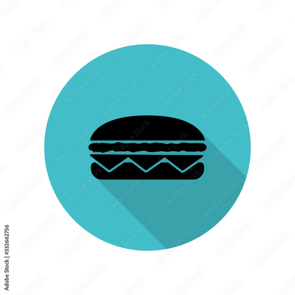 Burger long shadow icon. Simple glyph, flat vector of web icons for ui and ux, website or mobile application