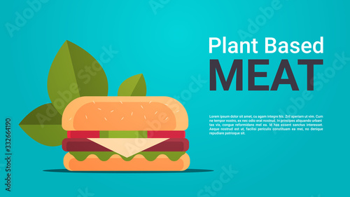 plant based beyond meat hamburger healthy lifestyle vegetarian food concept horizontal copy space vector illustration