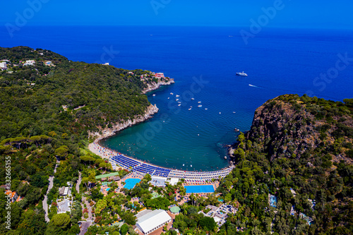 Aerial Drone photo of negombo beach in Ischia, Italy