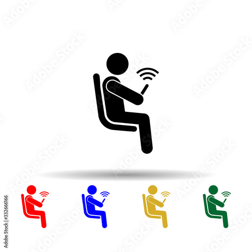 Seating place with wifi multi color icon. Simple glyph, flat vector of priority icons for ui and ux, website or mobile application