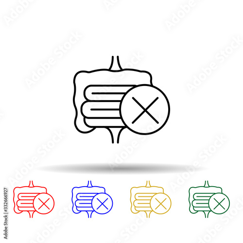 Bad intestinal, intestinal flora multi color icon. Simple thin line, outline vector of probiotics icons for ui and ux, website or mobile application