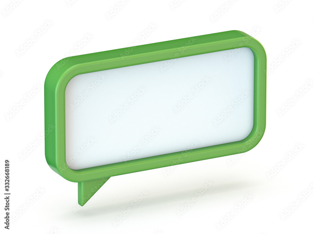 Green speech bubble Rectangle shape 3D Green speech bubble Rectangle shape 3D