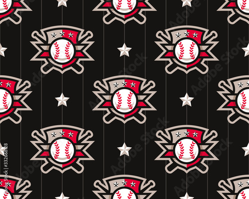 Baseball sport seamless pattern. Baseball emblem tournament pattern template editable for your design.