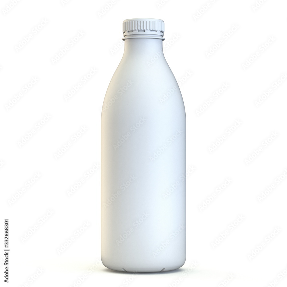 Big white plastic bottle with lid Front view 3D Big white plastic bottle with lid Front view 3D