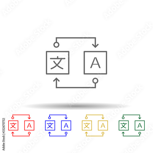 Translation multi color icon. Simple thin line, outline vector of translator icons for ui and ux, website or mobile application