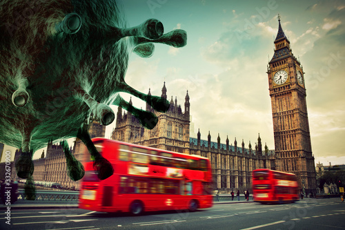 Coronavirus attacking London, the UK concept