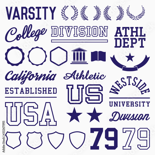 VINTAGE UNIVERSITY GRAPHIC VECTOR ELEMENTS photo