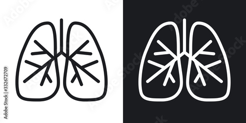 Human lungs icon. Simple two-tone vector illustration on black and white background