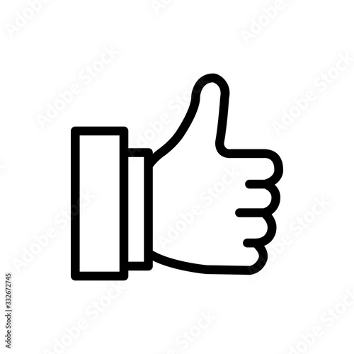 Thumbs Up Vector Icon Line Illustration.