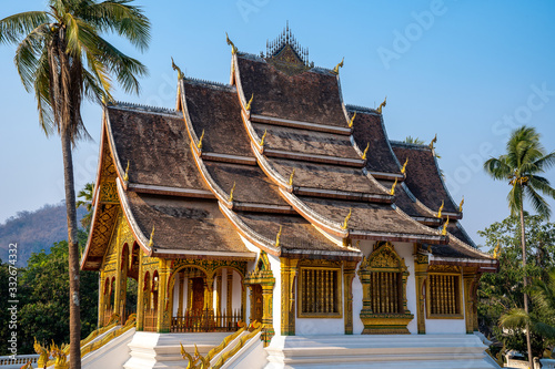 The Haw Pha Bang Temple or Royal Palace of Luang Prabang at Luang Prabang National museum with blue sky, Luang Prabang, Laos